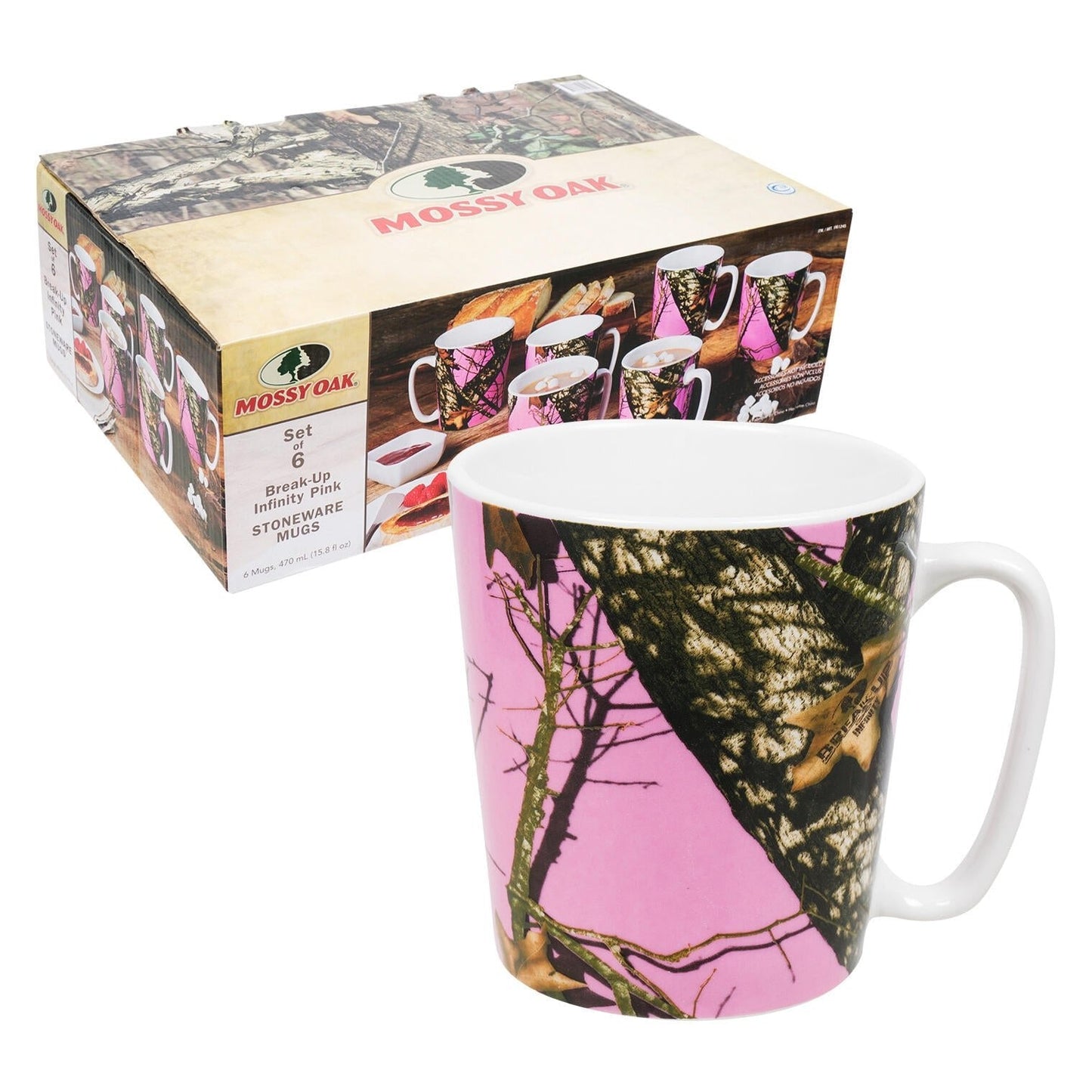 Mossy Oak 6 Piece 16oz Coffee Mug Set - Pink